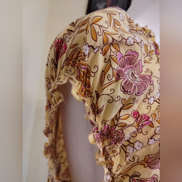 Old Navy Women's Yellow Floral Smocked Maxi Dress Short sleeve Size L - Picture 3 of 16